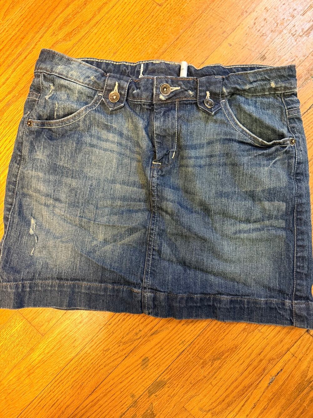 Paper Denim & Cloth Distressed Blue Denim Mini Skirt Size 30 / 10